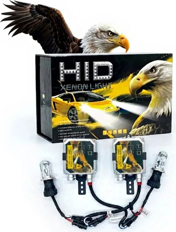 HID Ксеноновая лампа H4 3000-3200Лм 5000-6000K 23000Вт Zeus черный комплект 2 шт.