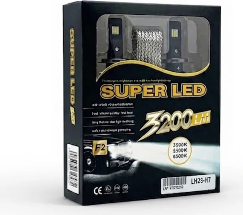 SUPER LED F2 LH23-H7 Светодиодные лампы в фары 3200 Лм 3500K/5500K/6500K Canbus 35W Комплект 2 шт