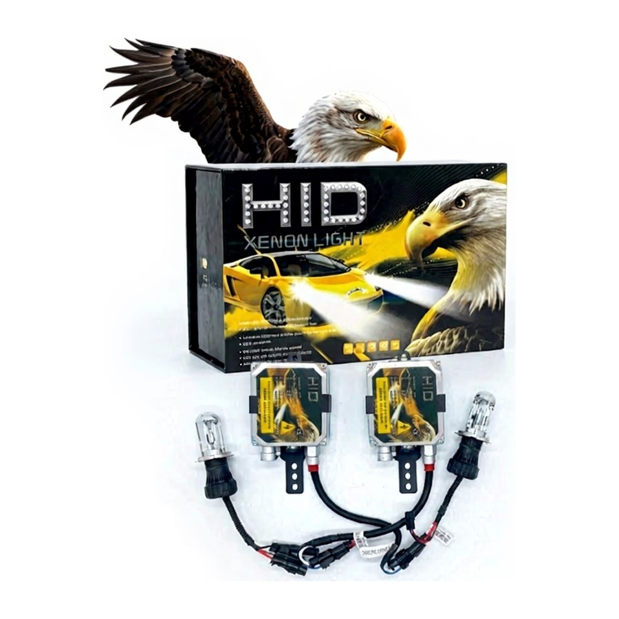 HID Ксеноновая лампа H4 3000-3200Лм 5000-6000K 23000Вт Zeus черный комплект 2 шт.