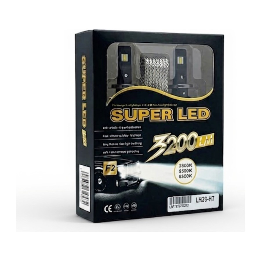 SUPER LED F2 LH23-H7 Светодиодные лампы в фары 3200 Лм 3500K/5500K/6500K Canbus 35W Комплект 2 шт